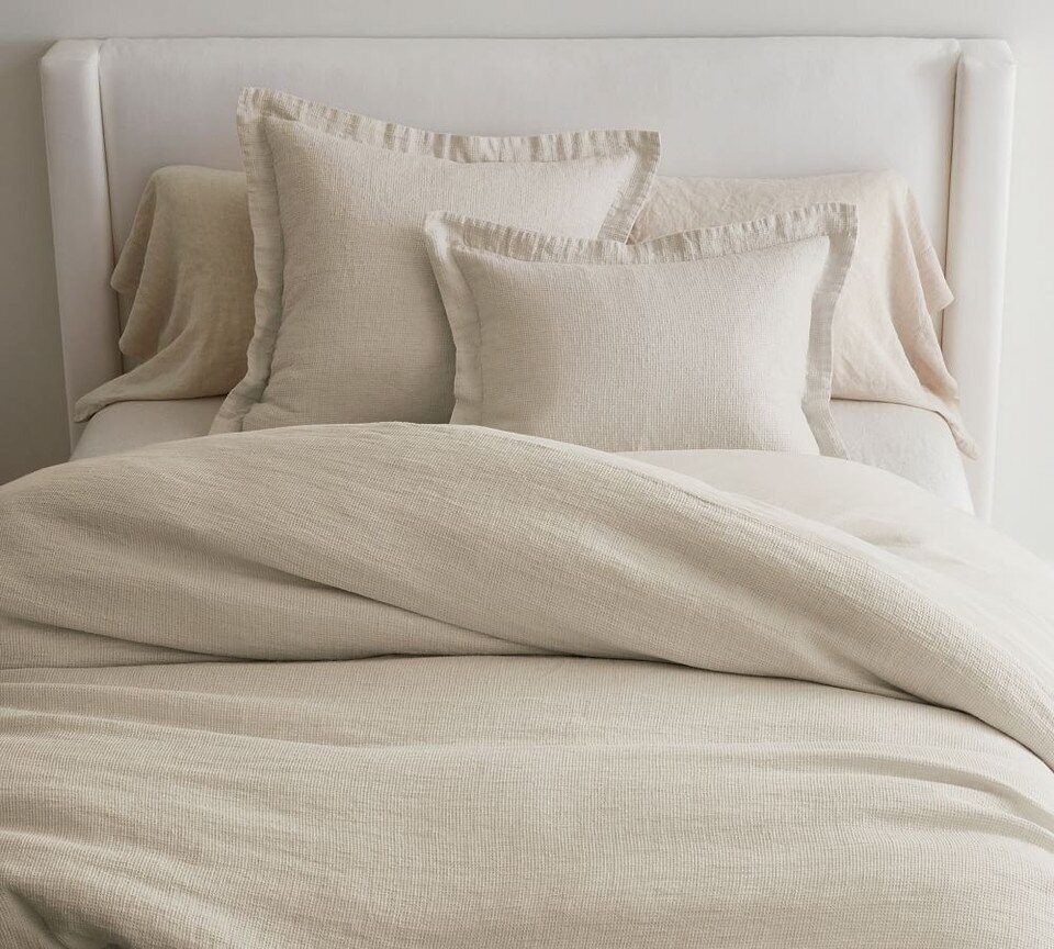 Belgian Flax Linen Waffle Duvet Cover & Shams Pottery Barn Australia